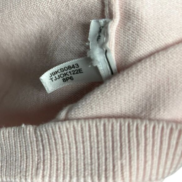 Tommy Hilfiger Light Pink V-neck Sweater Fall Winter Cute Jumper Black Trim - Picture 4 of 5